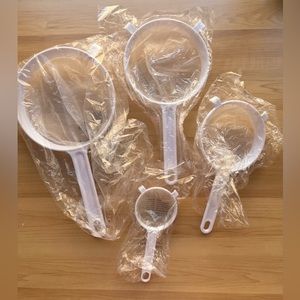 Plastic Strainer Kitchen Cooking/ Mesh Strainer, Nylon, White Plastic Strainer